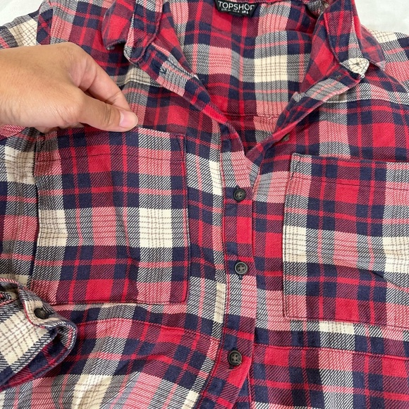 TOPSHOP CHLOE CROP PLAID SHIRT - Picture 3 of 8